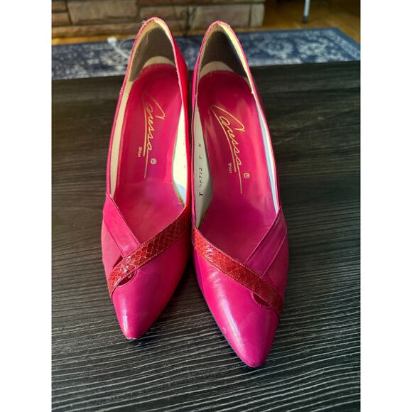 Vintage Caressa Spain Leather Barbie Pink Pumps Sz. 9N - Picture 1 of 7